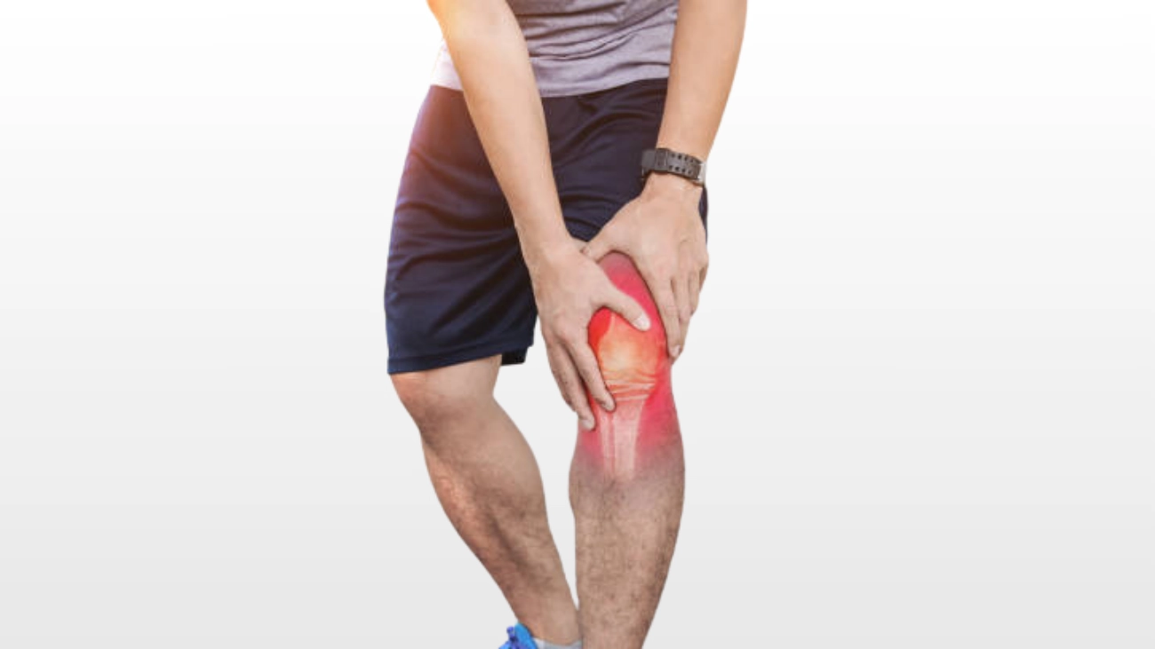 Sprained knee injury treatment illustration in Doha