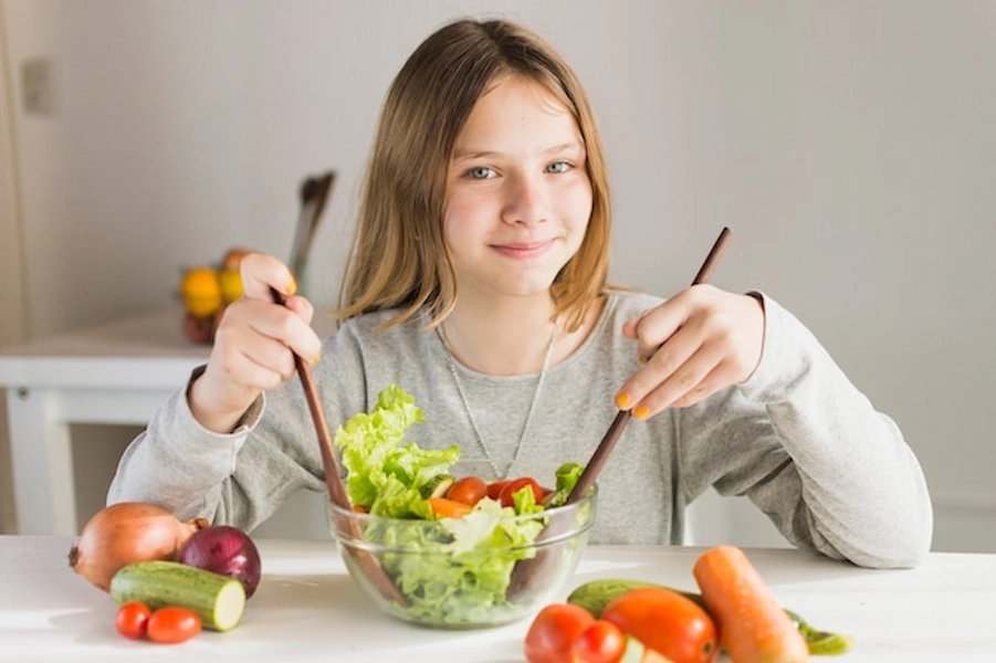 Colorful plates of healthy food for toddlers